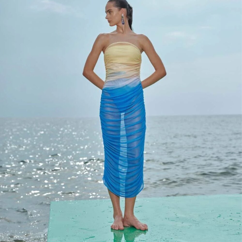 Baobab Bahia Maxi Pareo Islote Beach Mesh Coverup Swim Skirt M - Picture 7 of 8